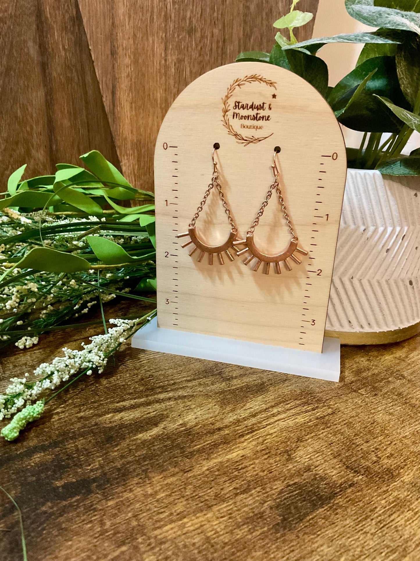 Roségold Metallkette Drop Ohrringe