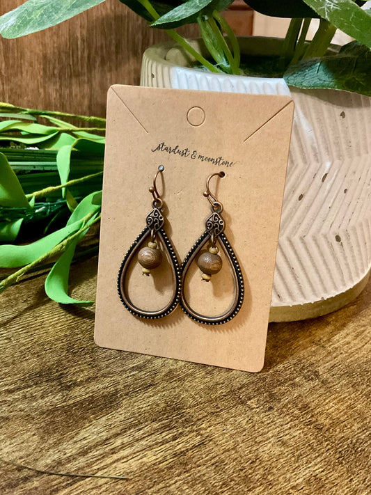 Vintage Teardrop Ohrringe in Kupfer