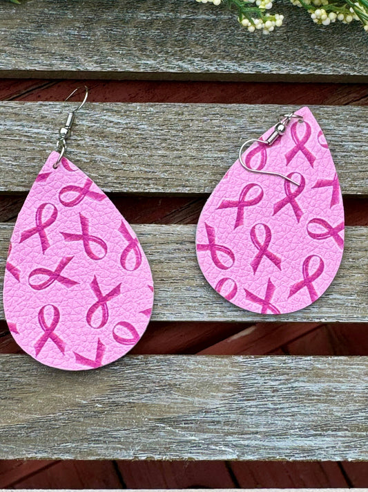 Brustkrebs-Bewusstsein Rosa Teardrop Ohrringe