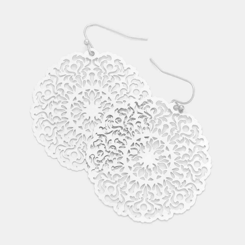 Leichte Silber Filigree Kreisscheiben-Ohrringe
