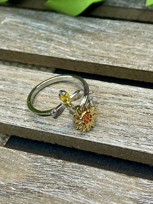 Bee & Sunflower Fidget Spinner Verstellbarer Ring