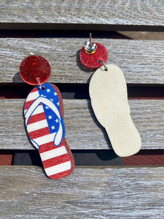 Ausgewählte patriotische Holzohrringe