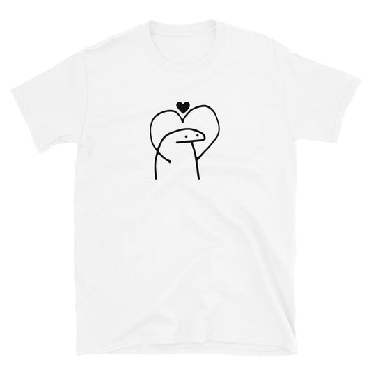 Stick Man Heart Gesture Kurzärmel Unisex Valentines Liebe T-Shirt