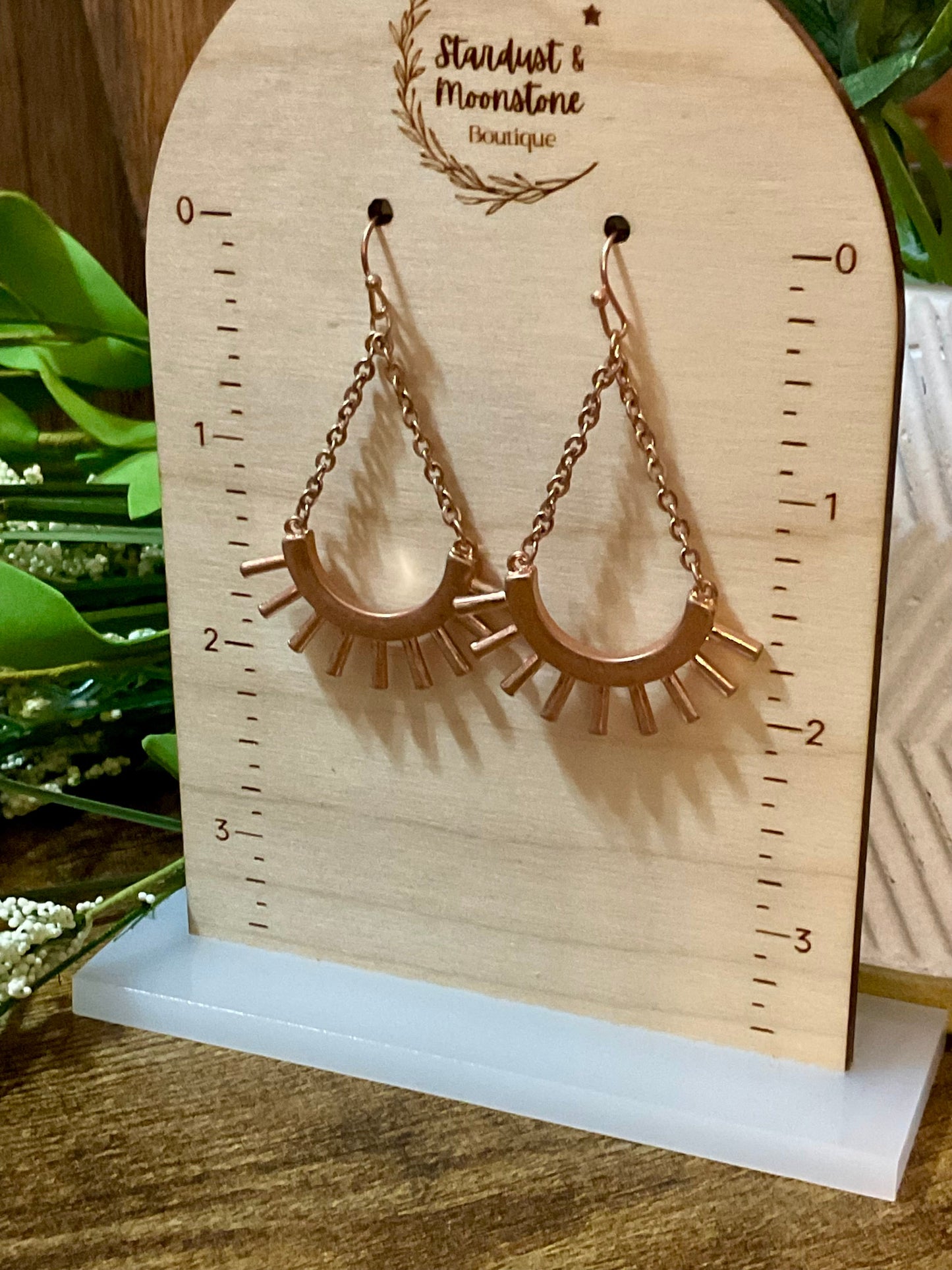 Roségold Metallkette Drop Ohrringe