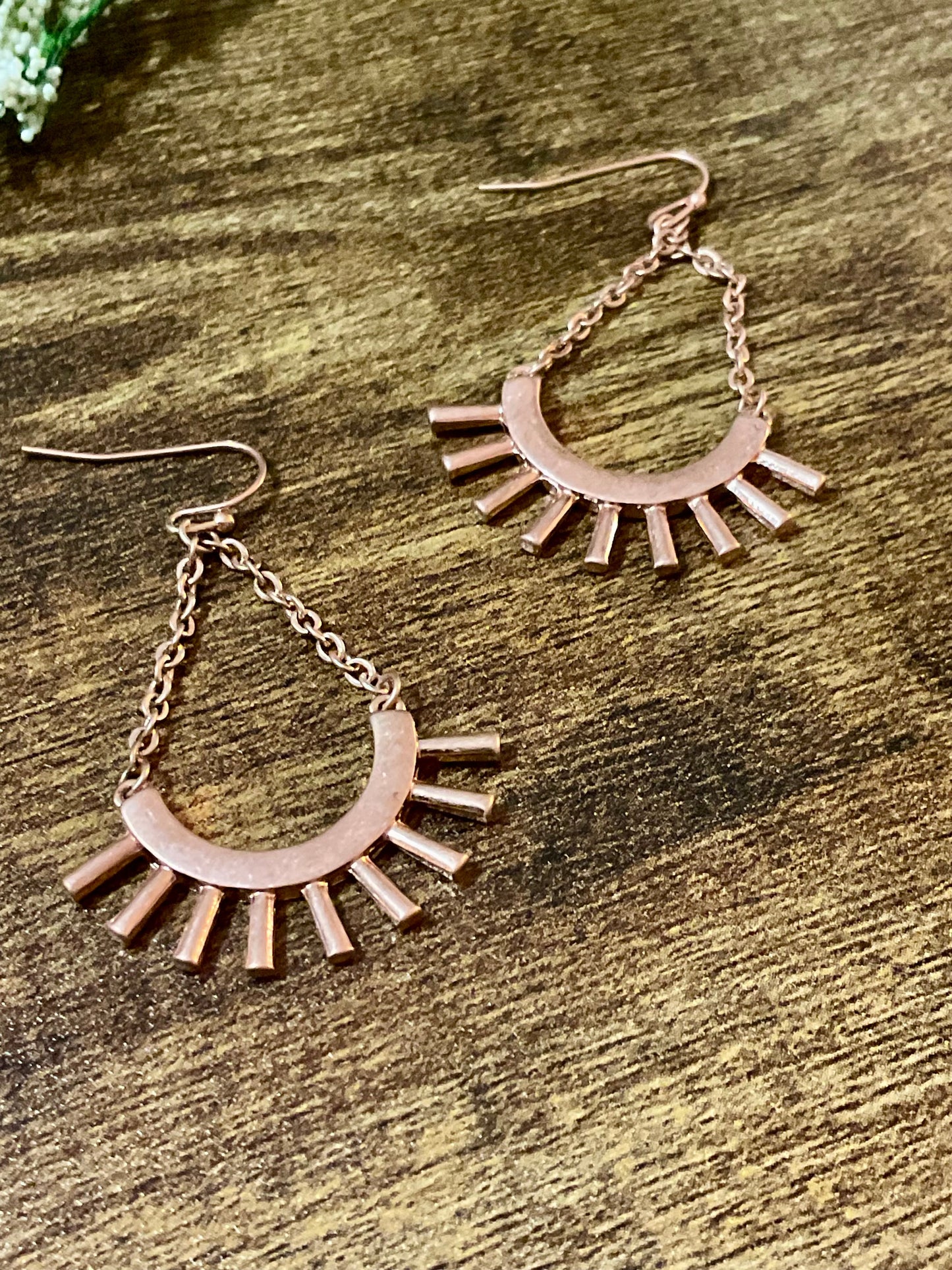 Roségold Metallkette Drop Ohrringe