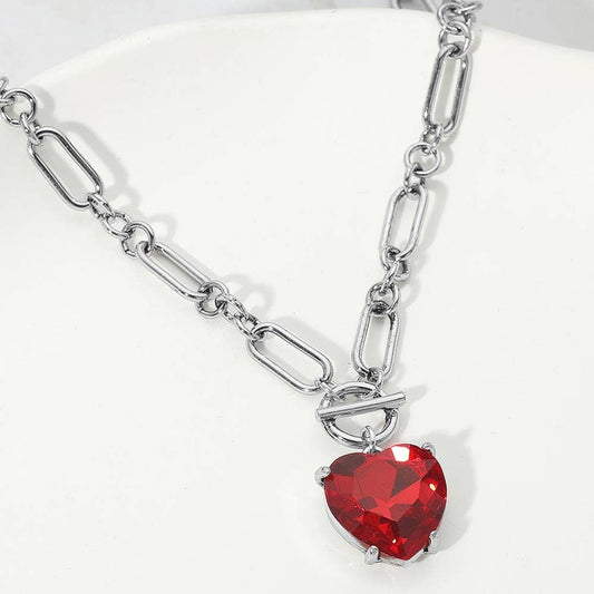 Chunky Heart Stone Cluster Toggle Anhängerkette