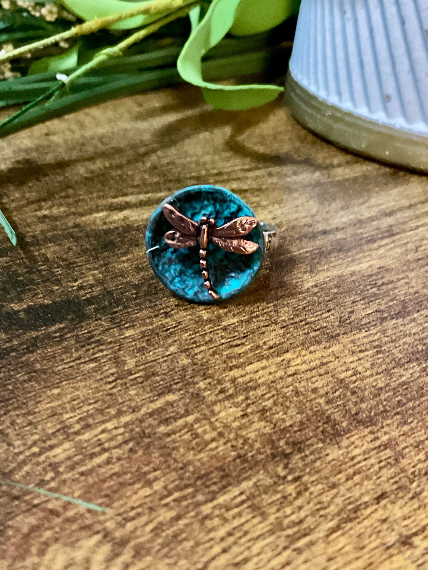 Vintage Metal Dragonfly Ring mit Stretch Band