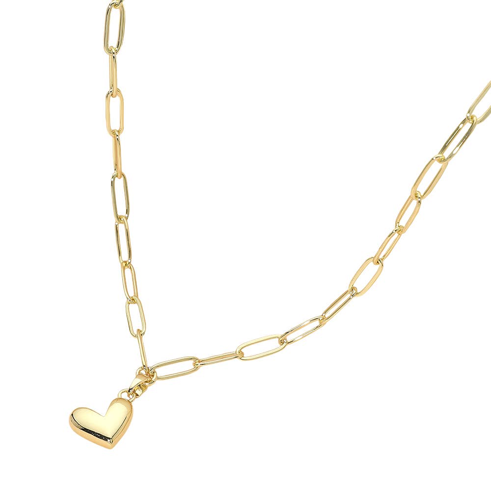 Gold Tone Herzanhänger Paperclip Kettenkette