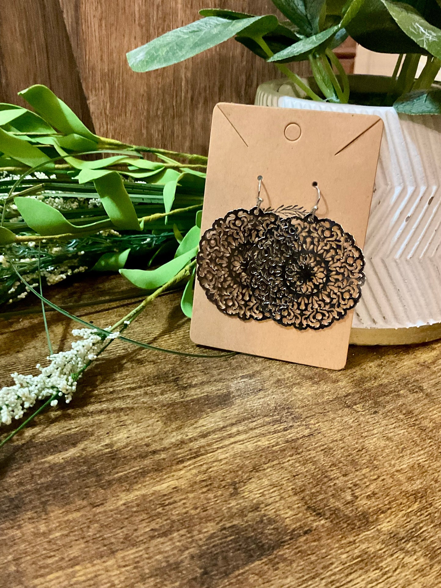 Leichte Silber Filigree Kreisscheiben-Ohrringe