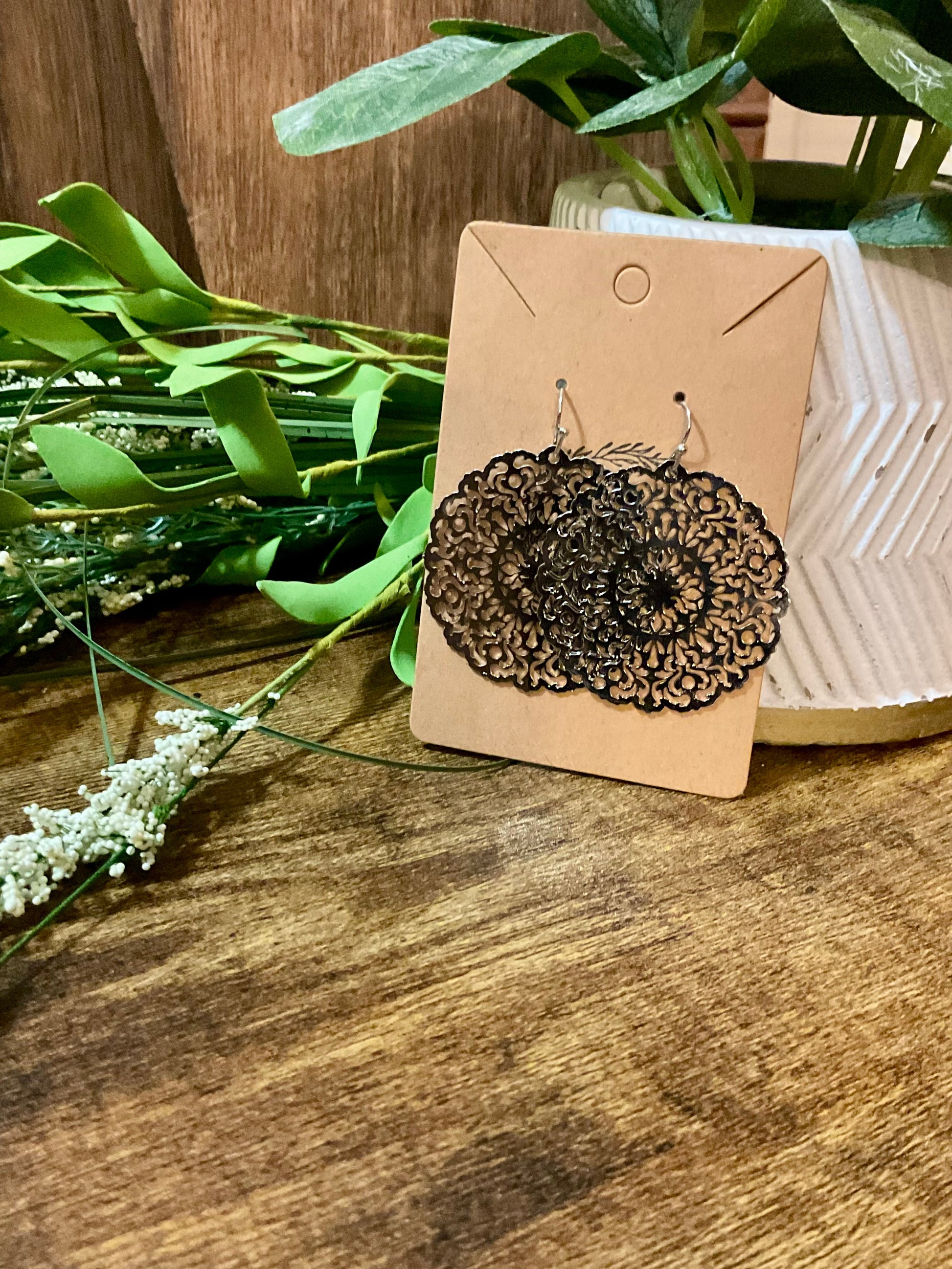 Leichte Silber Filigree Kreisscheiben-Ohrringe