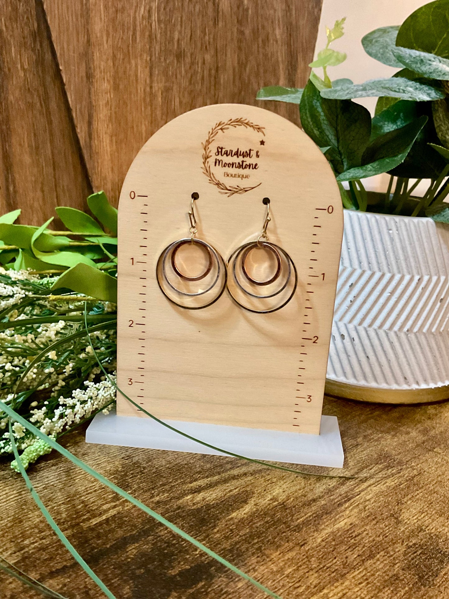 Triple Hoop Ohrringe mit Gold, Silber, Roségold