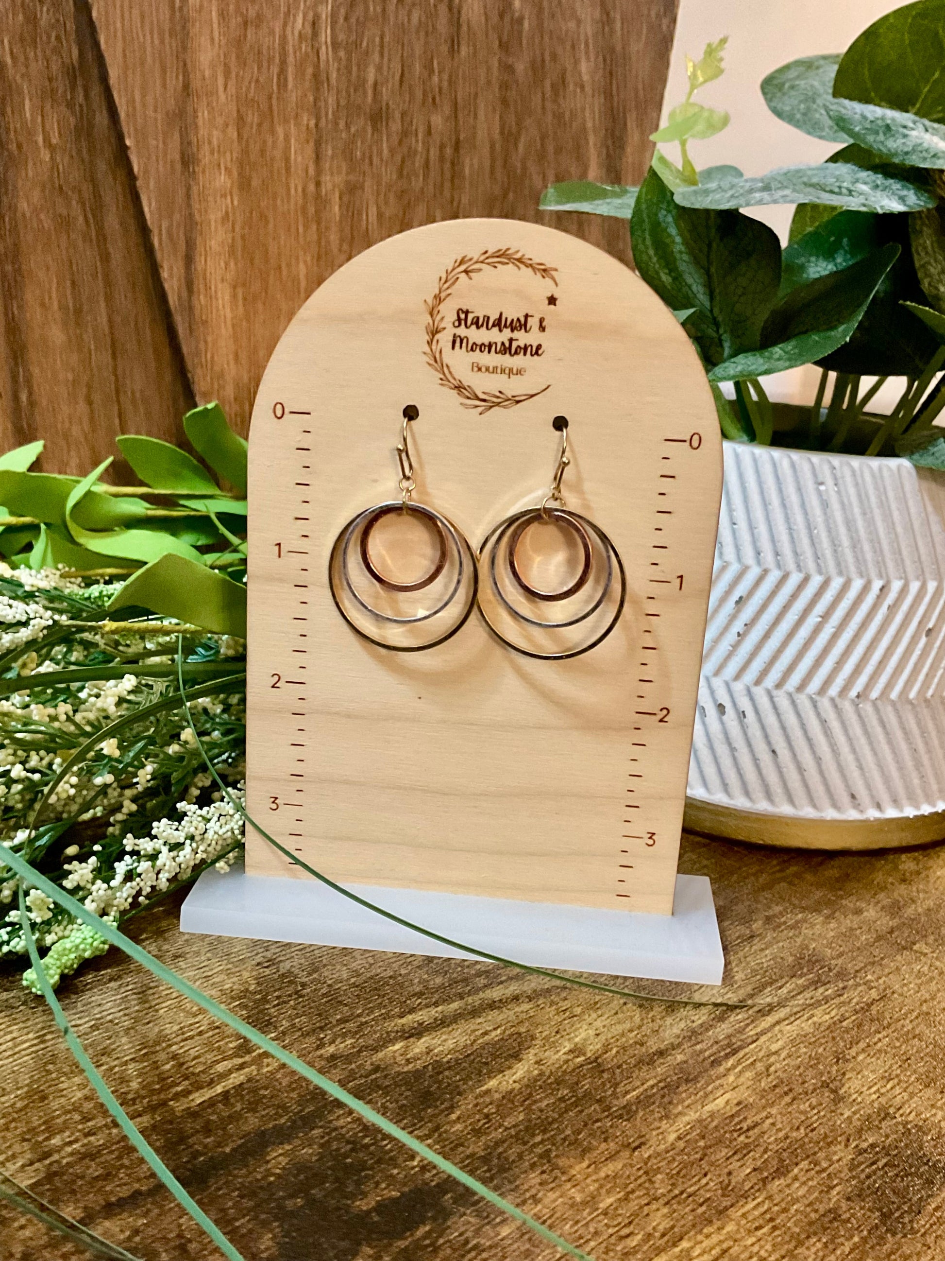 Triple Hoop Ohrringe mit Gold, Silber, Roségold
