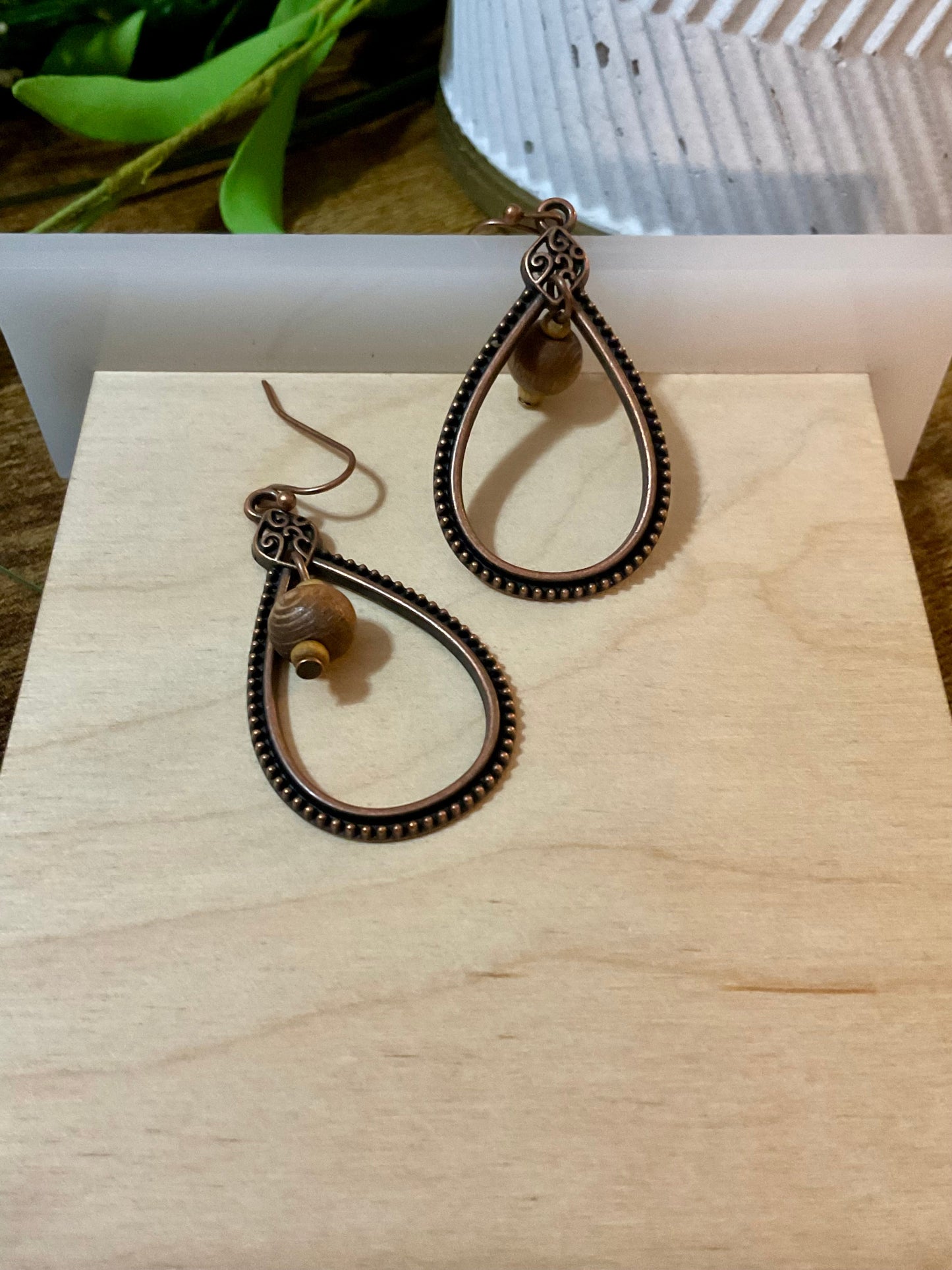 Vintage Teardrop Ohrringe in Kupfer