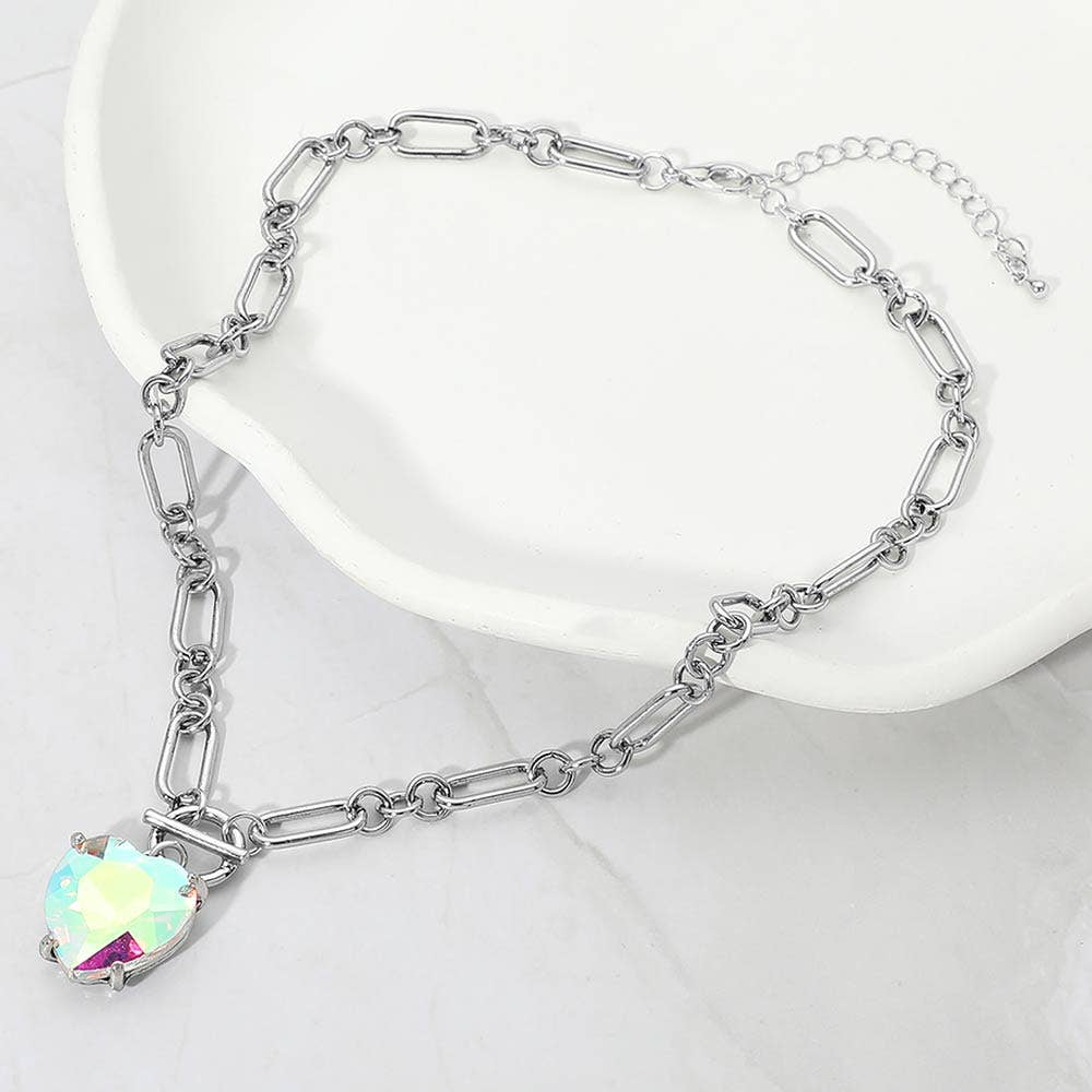 Chunky Heart Stone Cluster Toggle Anhängerkette