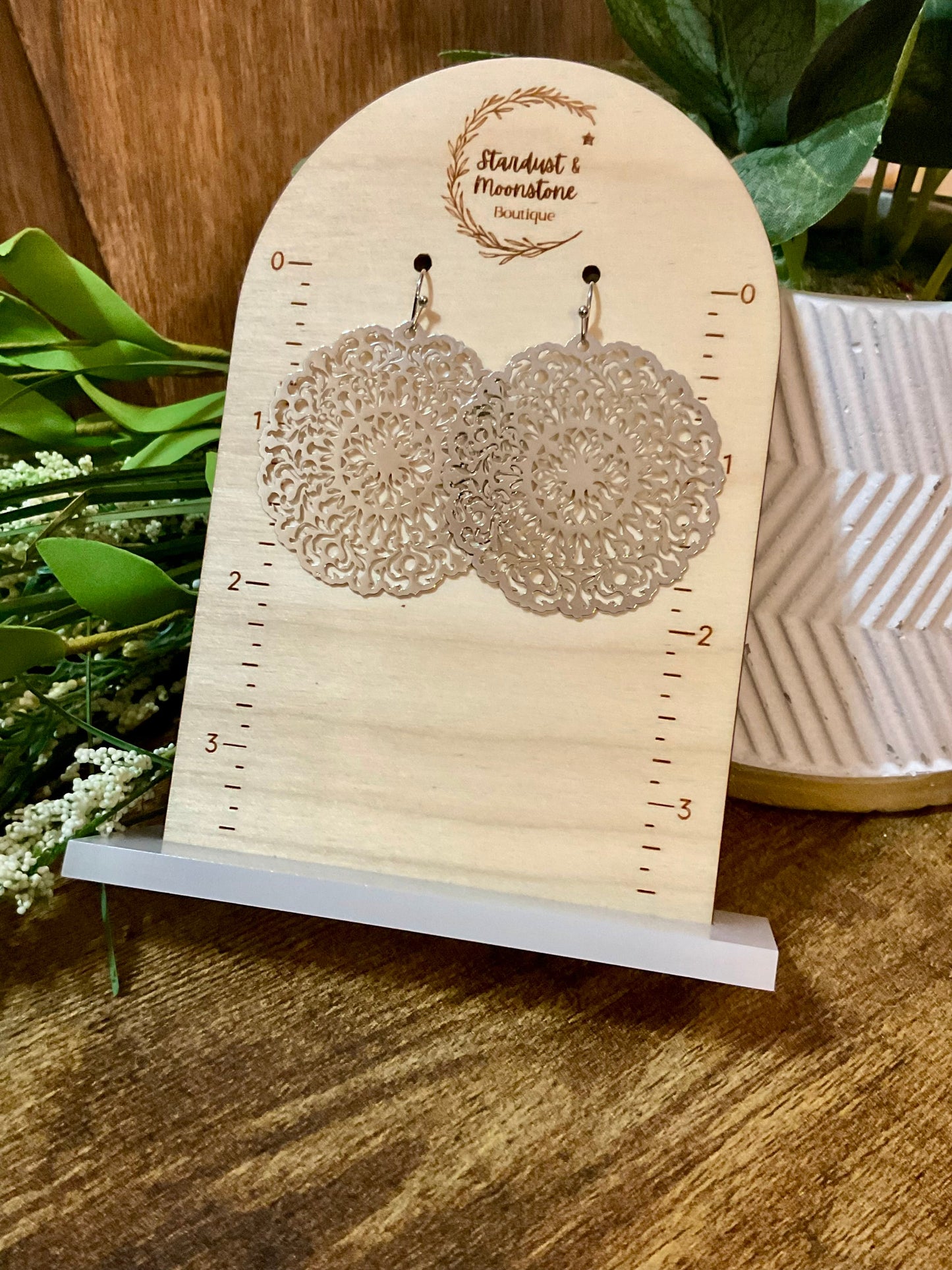 Leichte Silber Filigree Kreisscheiben-Ohrringe