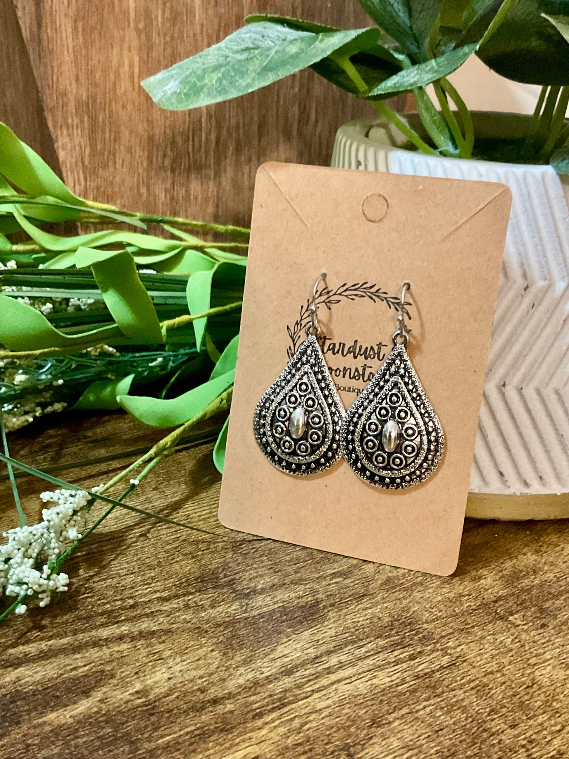 Silber Filigree Teardrop Ohrringe