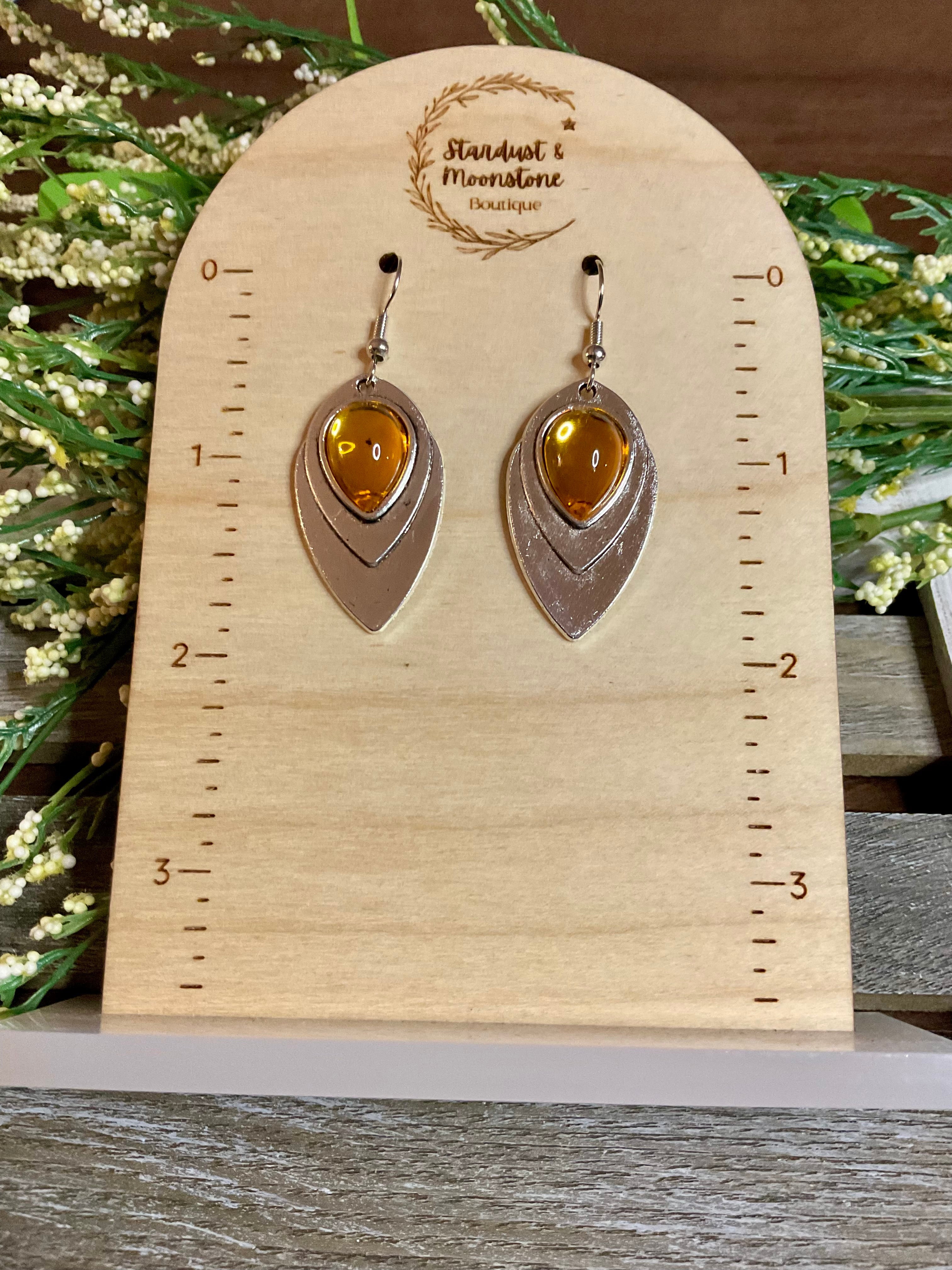 Amber Accent Silber Petal Ohrringe