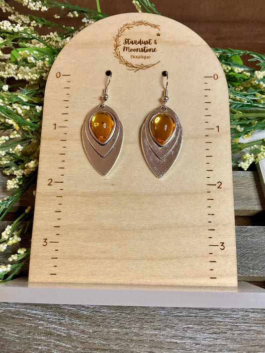 Amber Accent Silber Petal Ohrringe