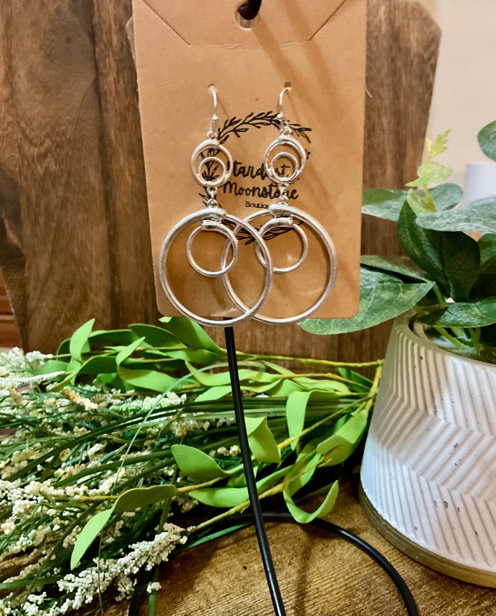 Silber Multi Ring Drop Ohrringe