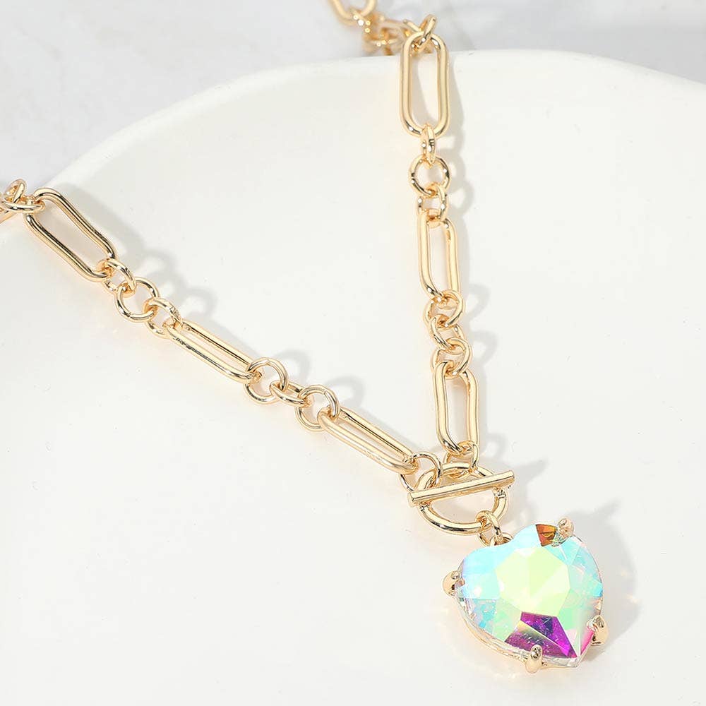 Chunky Heart Stone Cluster Toggle Anhängerkette