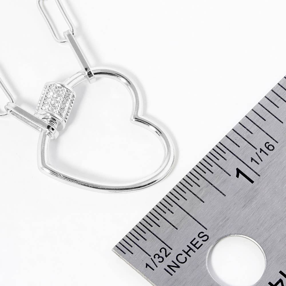 Gold getaucht CZ Open Heart Carabiner Anhänger Kettenkette