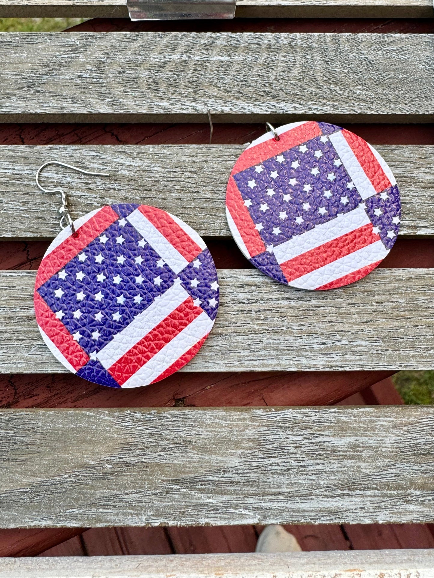 Circle Patriotische Ohrringe Vierter Juli Flaggen