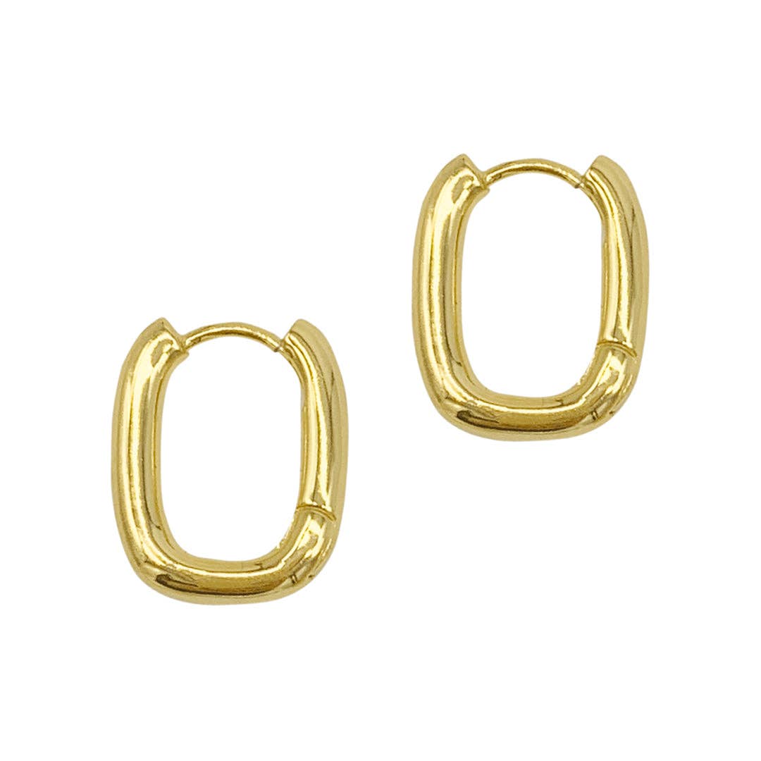 Rechteck-Hoop-Ohrringe Gold