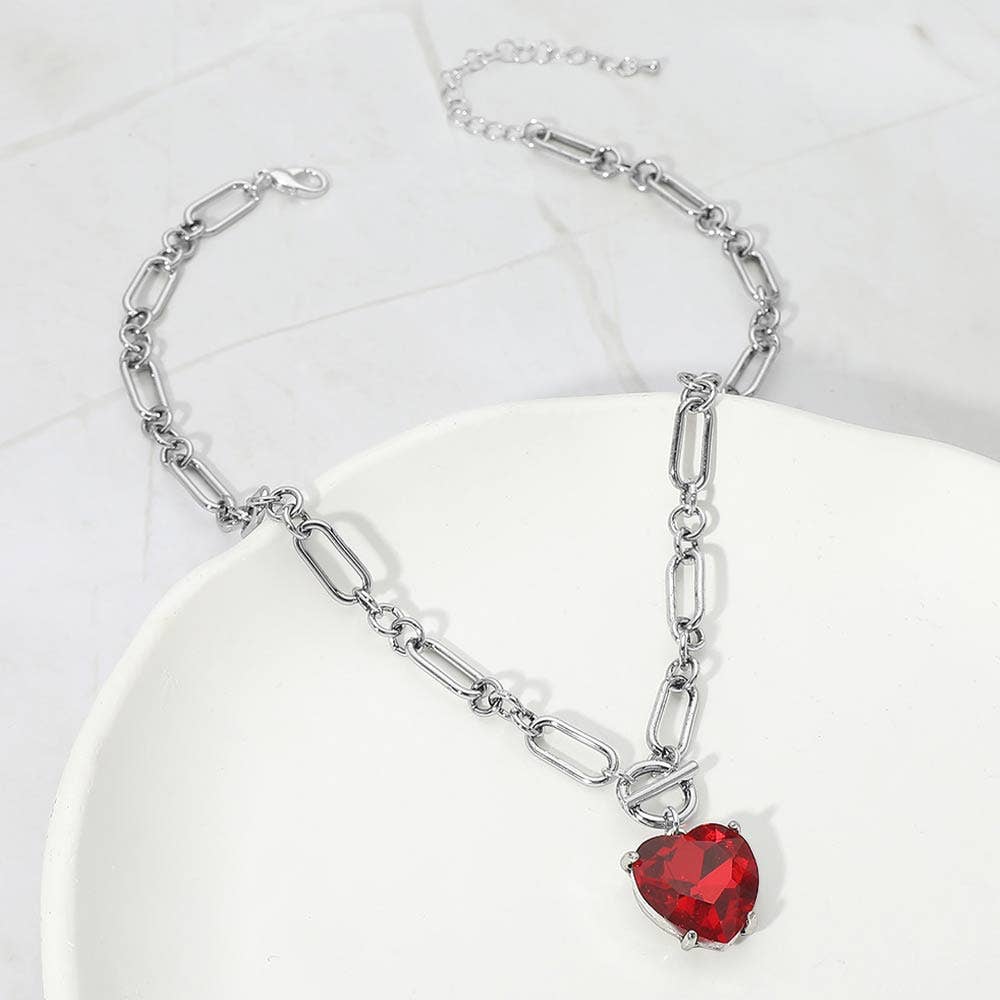 Chunky Heart Stone Cluster Toggle Anhängerkette