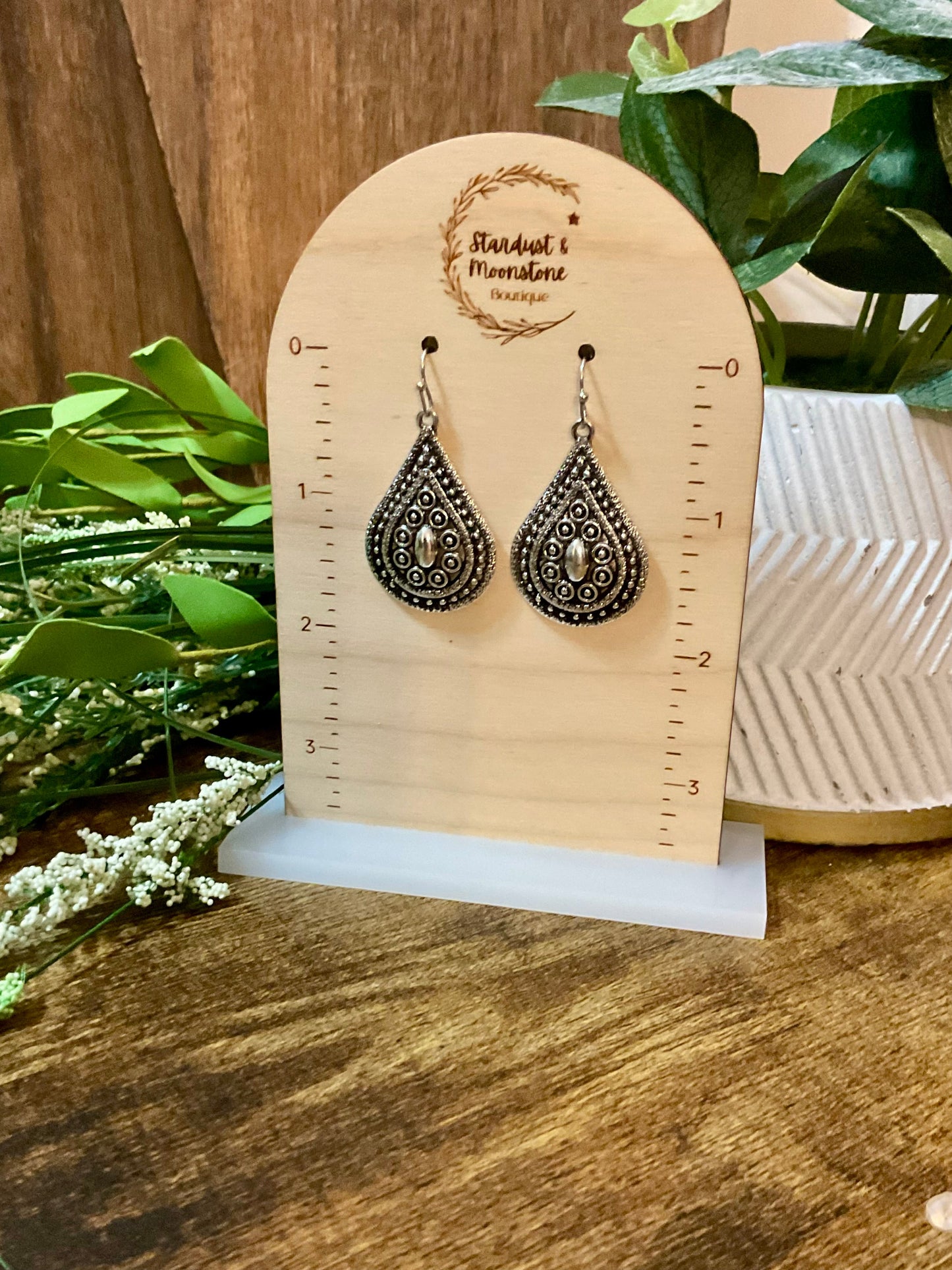 Silber Filigree Teardrop Ohrringe