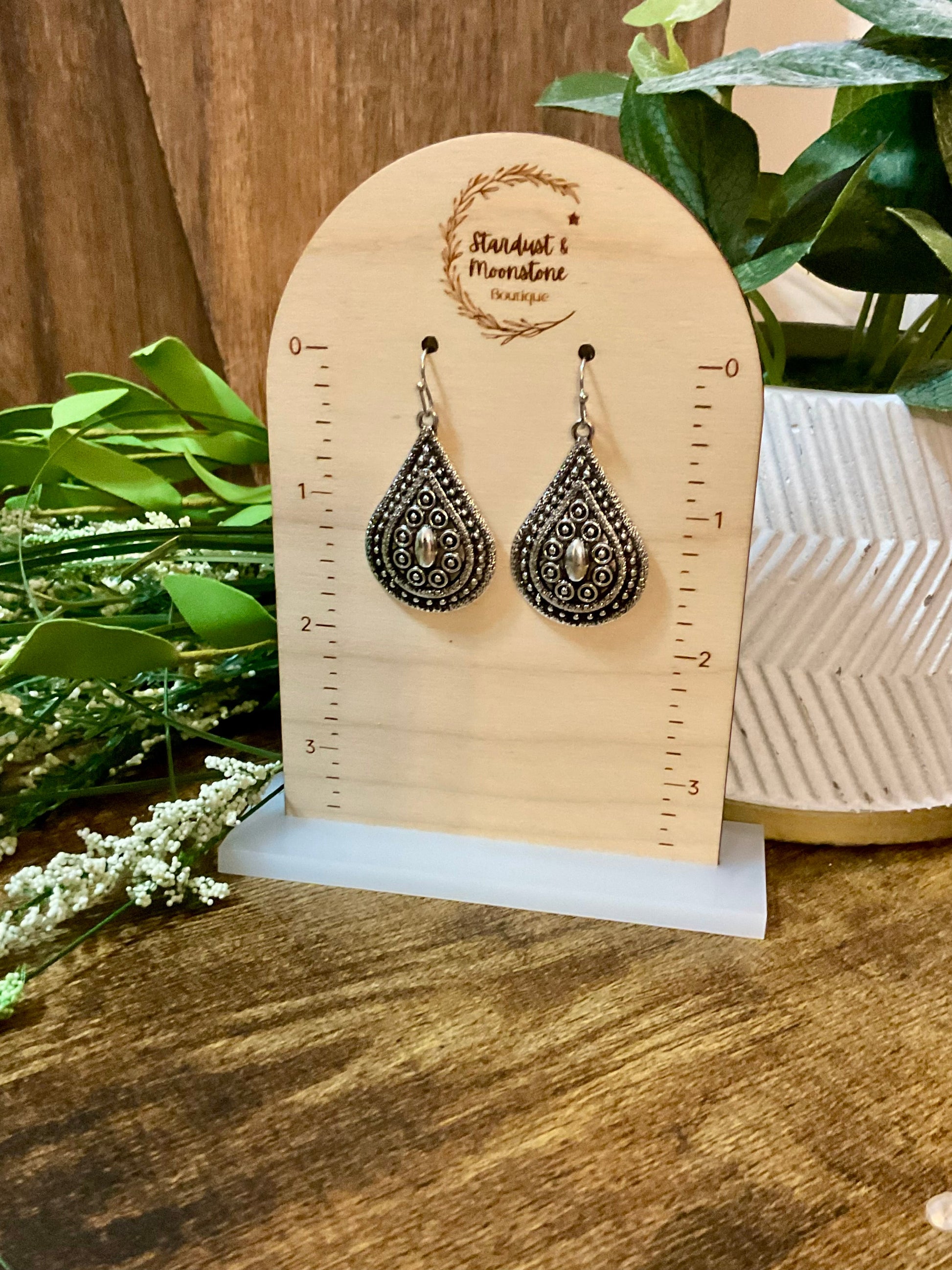 Silber Filigree Teardrop Ohrringe