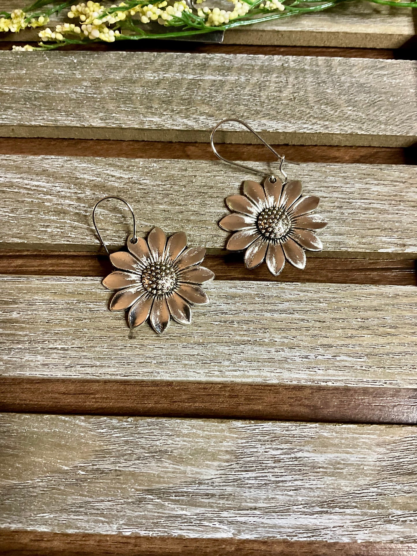 Silber Sonnenblumenbaum Ohrringe