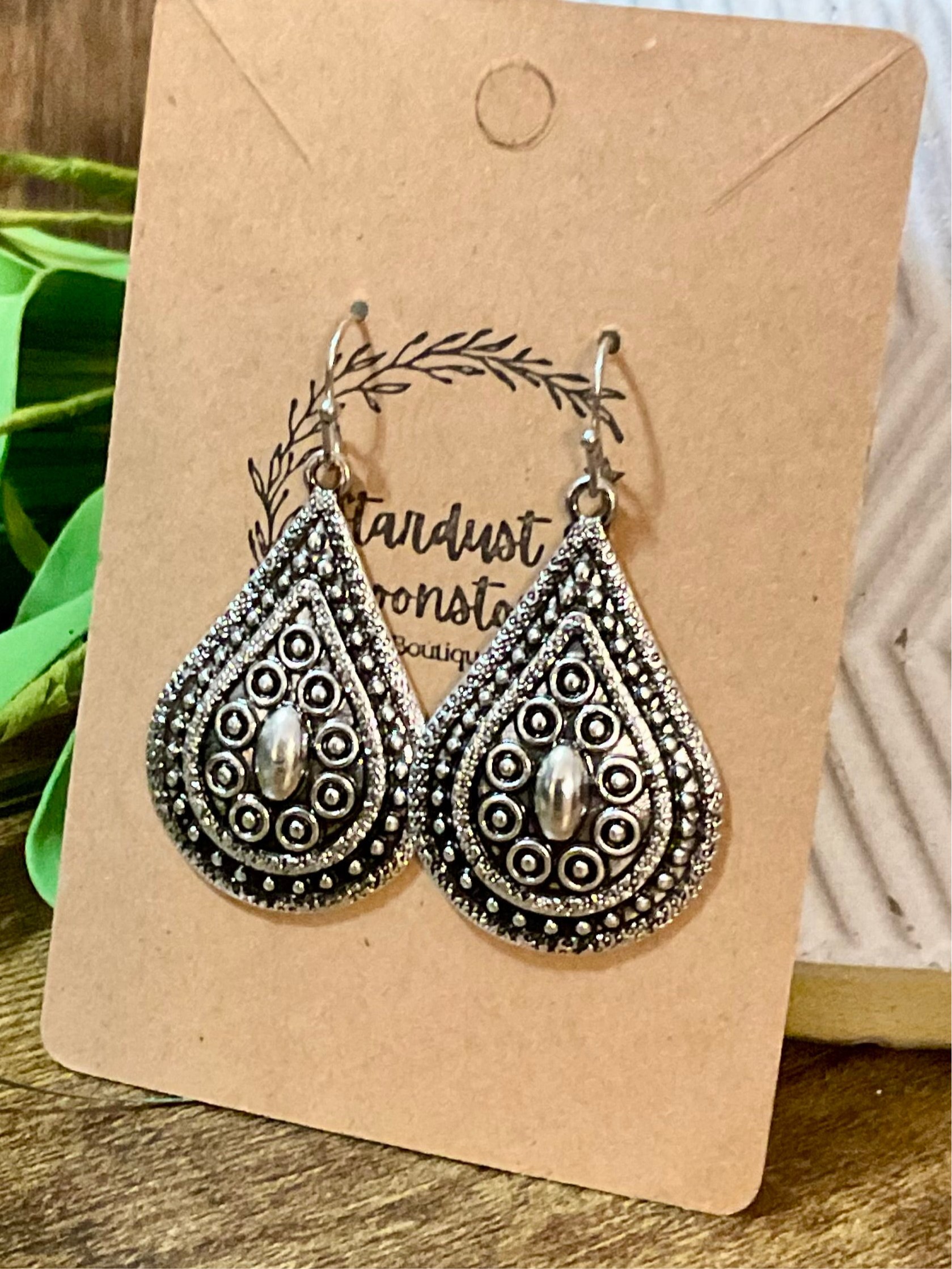 Silber Filigree Teardrop Ohrringe