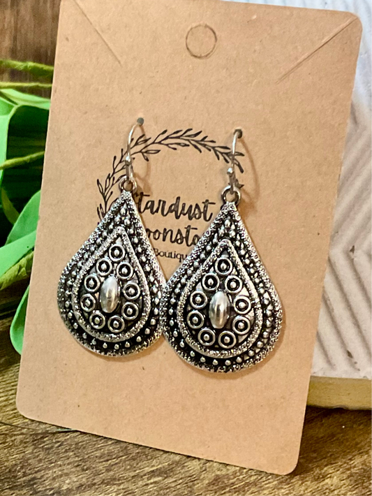 Silber Filigree Teardrop Ohrringe