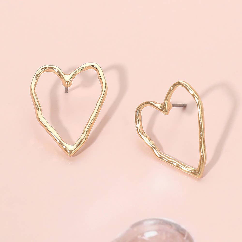 Metallorganische Outline Open Heart Stud Ohrringe