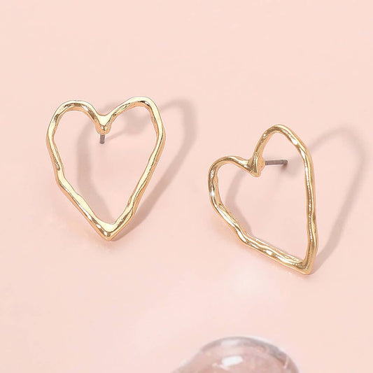 Metallorganische Outline Open Heart Stud Ohrringe