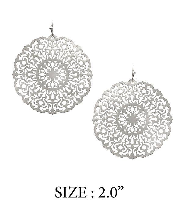 Leichte Silber Filigree Kreisscheiben-Ohrringe