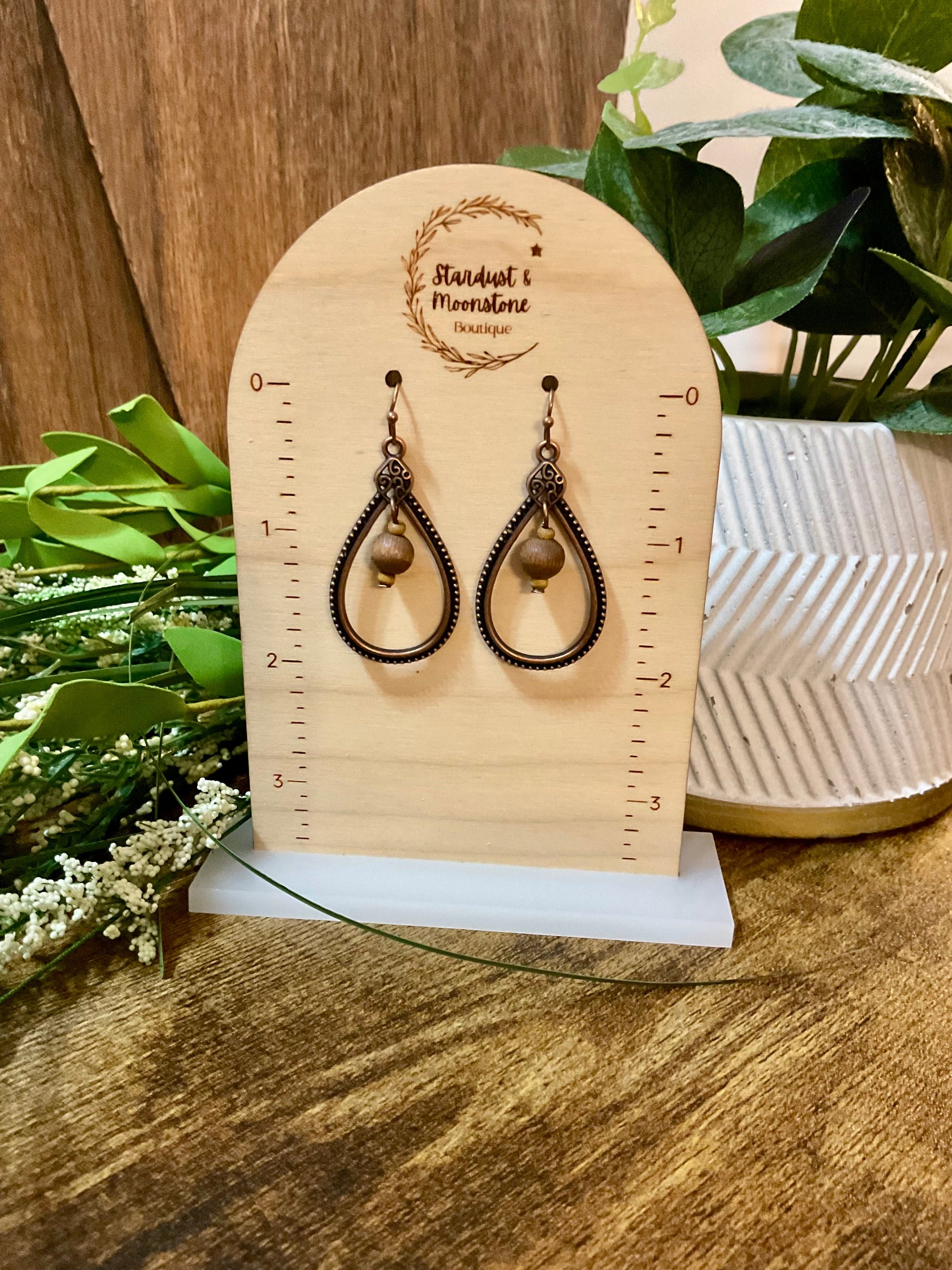 Vintage Teardrop Ohrringe in Kupfer