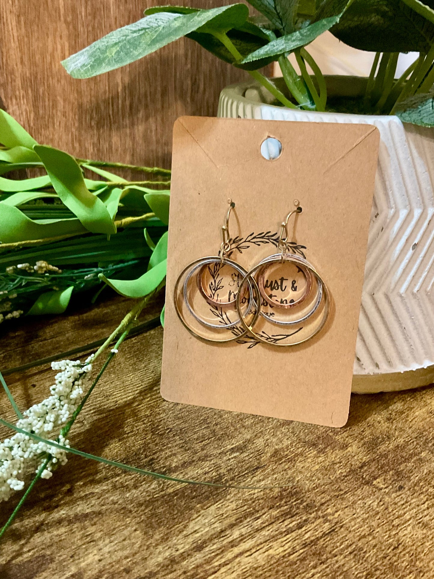 Triple Hoop Ohrringe mit Gold, Silber, Roségold