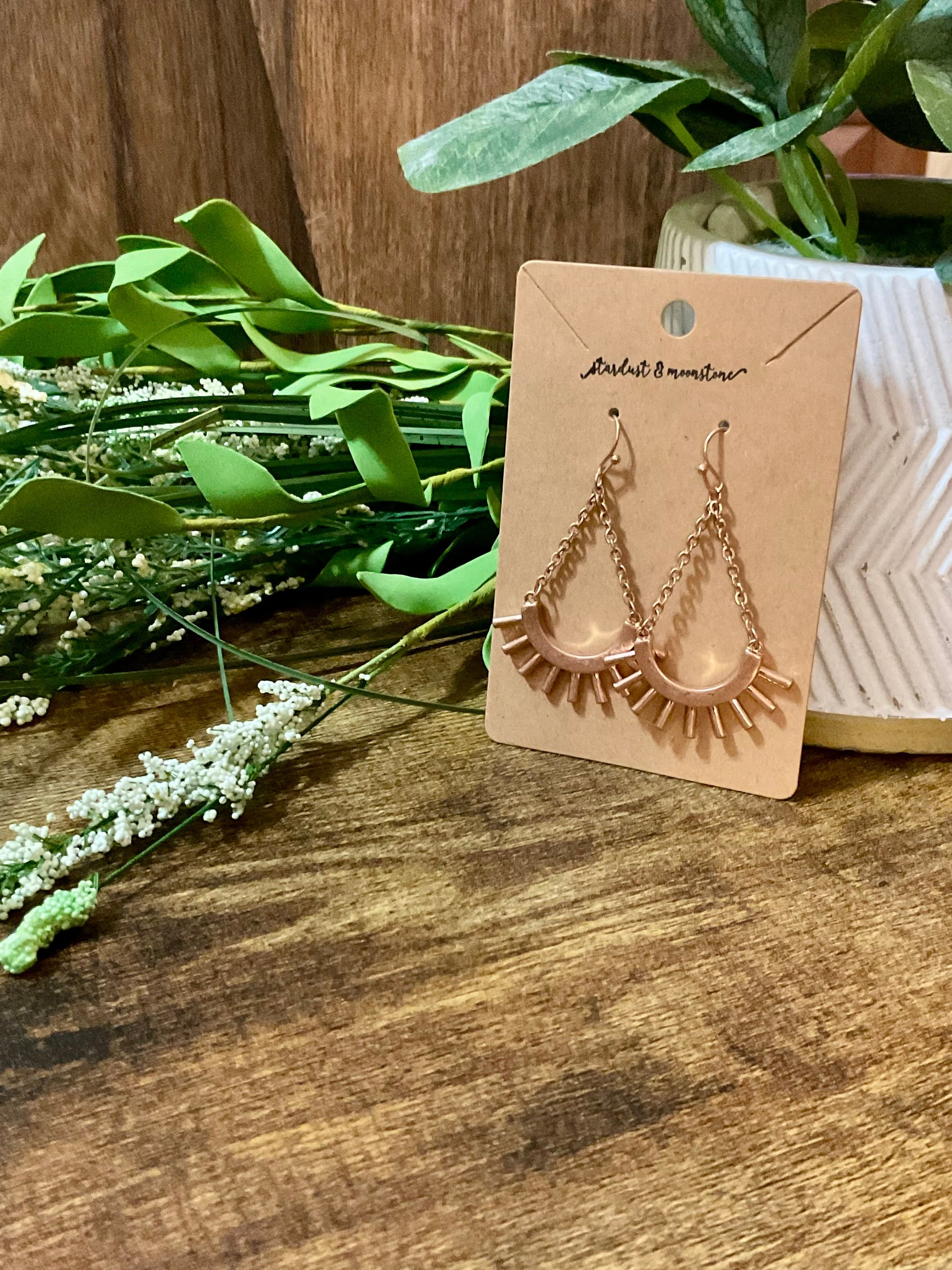 Roségold Metallkette Drop Ohrringe