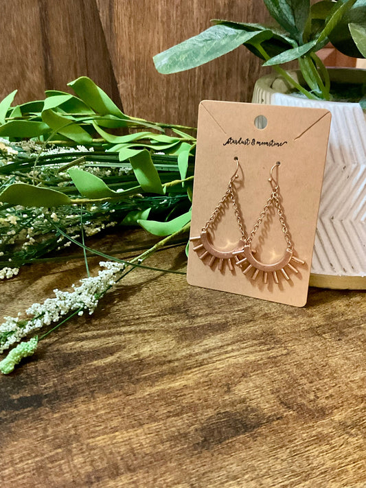Roségold Metallkette Drop Ohrringe