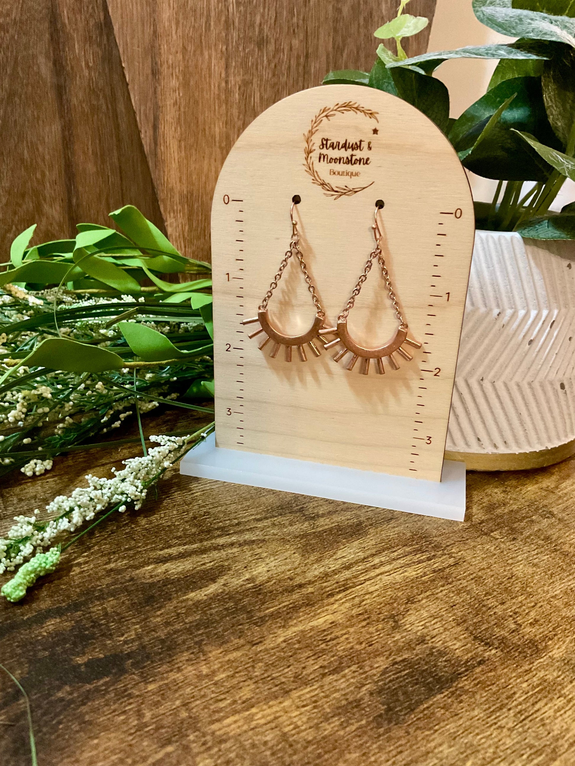 Roségold Metallkette Drop Ohrringe