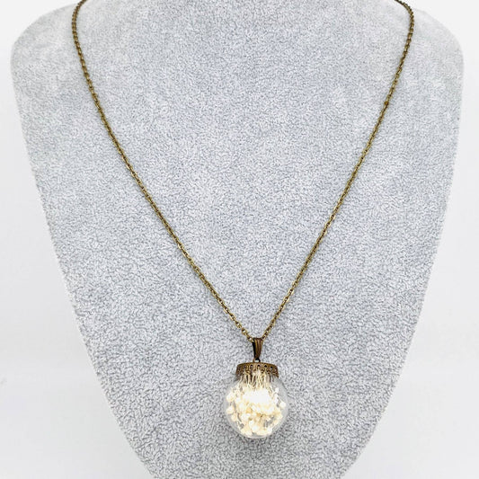 Getrocknete Blumen Blumenball-förmige Charm Pendant Halskette