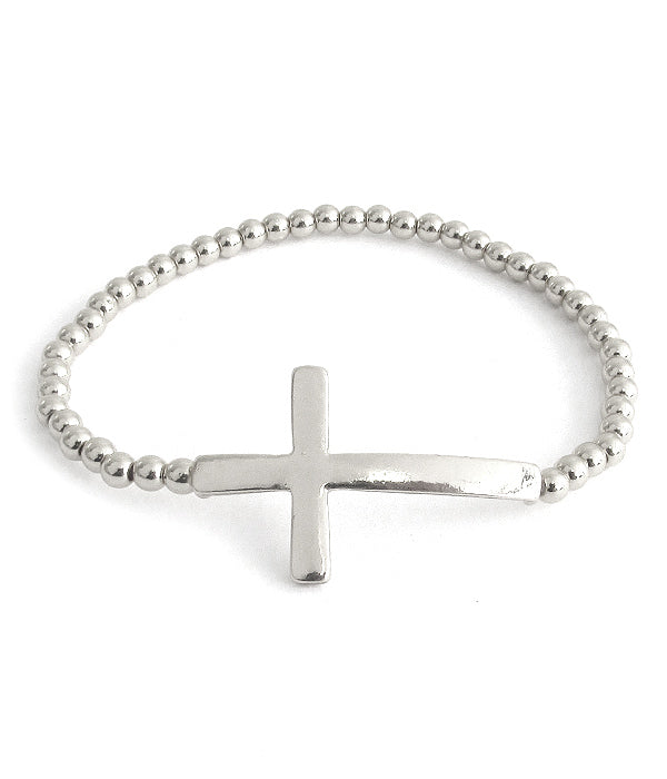 Facettierte Wulststreckarmbänder mit Kreuz
