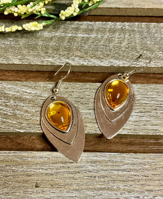 Amber Accent Silber Petal Ohrringe