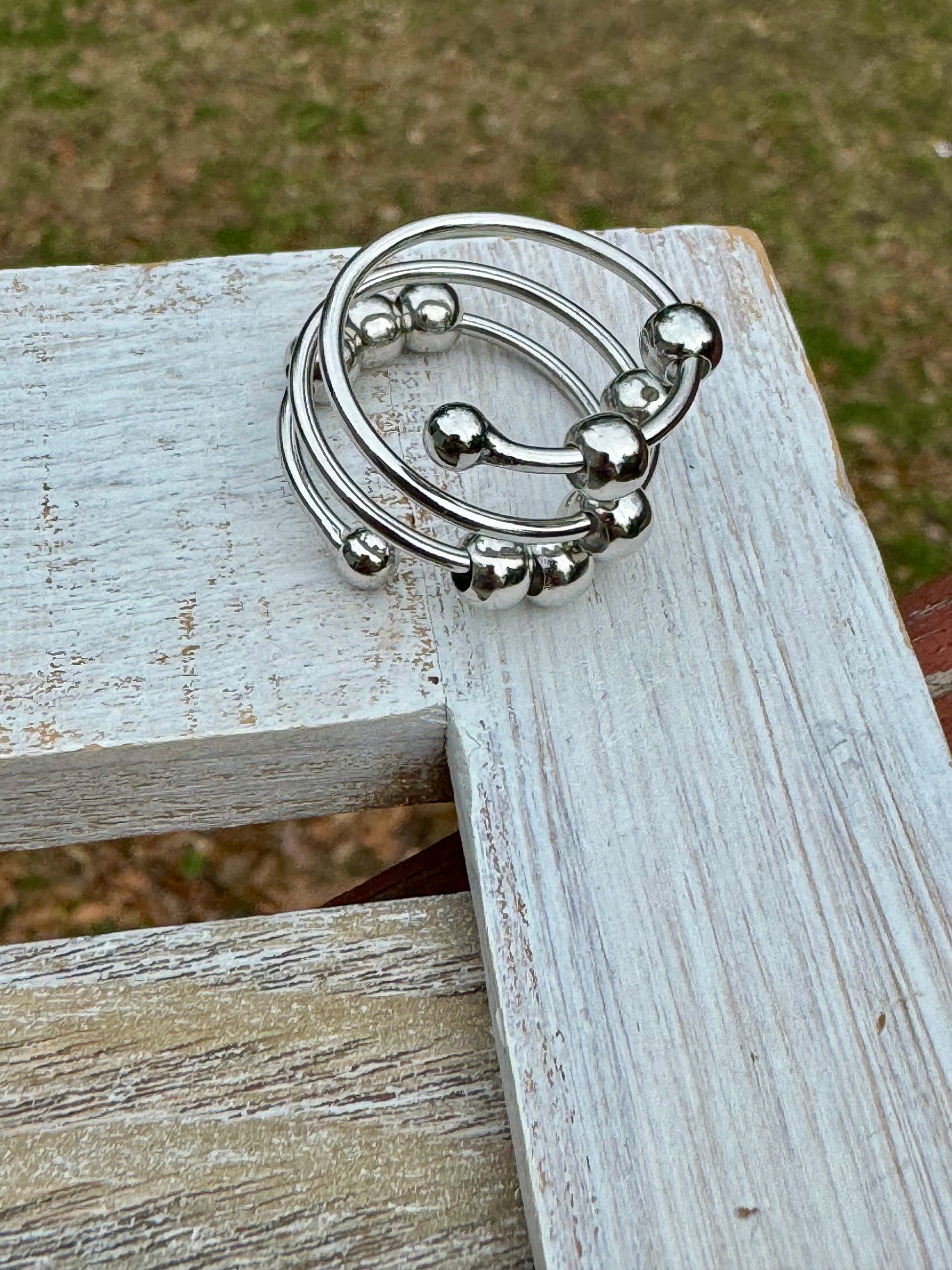 Fidget / Spinner Verstellbarer Ring in Silber oder Gold