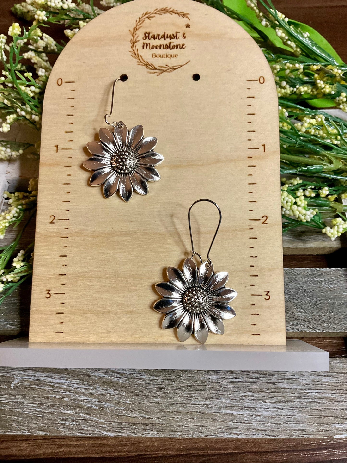 Silber Sonnenblumenbaum Ohrringe