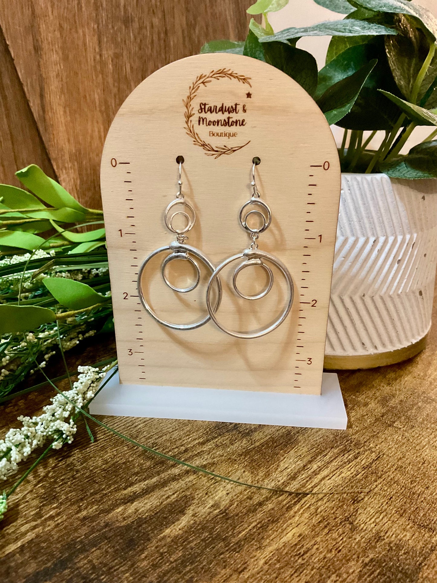 Silber Multi Ring Drop Ohrringe