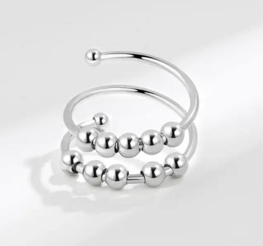 Fidget / Spinner Verstellbarer Ring in Silber oder Gold