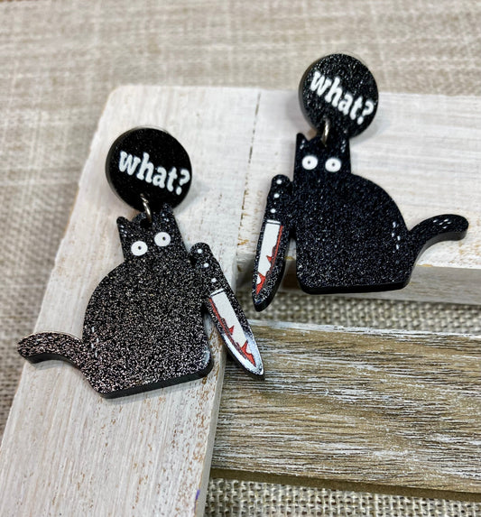 Schwarz Cat Funny Acryl Ohrringe Halloween