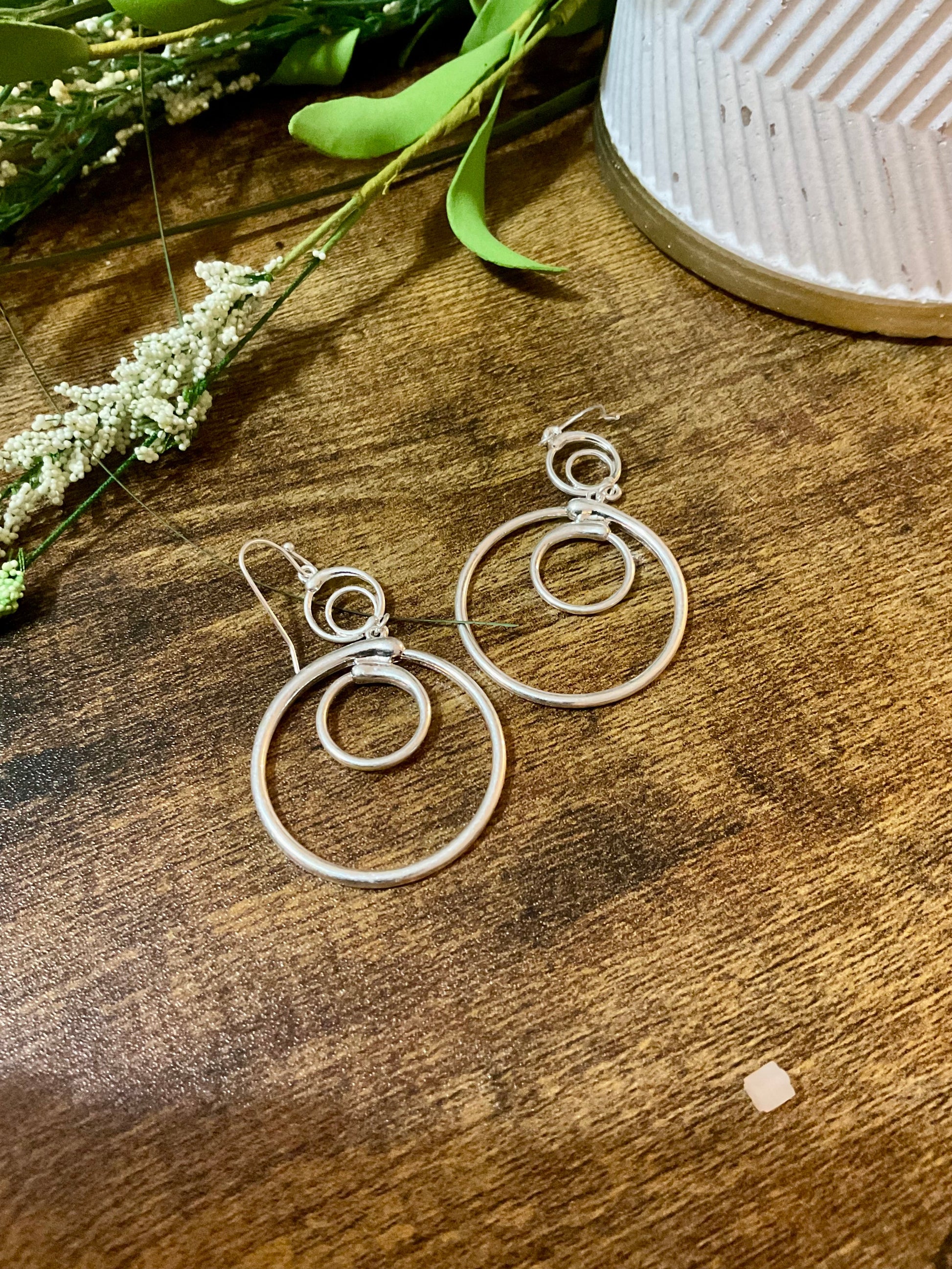 Silber Multi Ring Drop Ohrringe